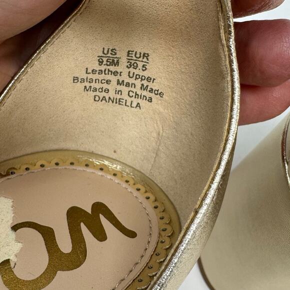 NEW Sam Edelman Daniella Gold Metallic Sandals 9.5 Leather Glam Coquette Party - Picture 10 of 11